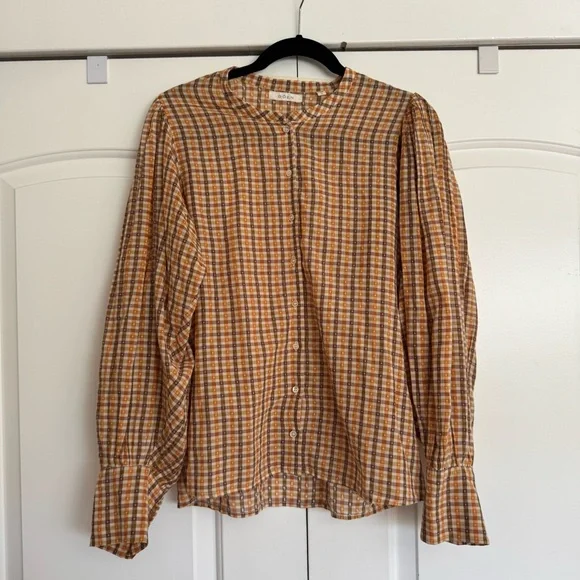DOEN Scarlet Blouse Orange Meringue Plaid
Cotton Top Blouse - Picture 4 of 8